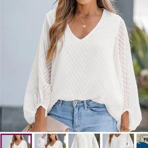 🔥🔥🔥Cupshe White V-Neck Blouse